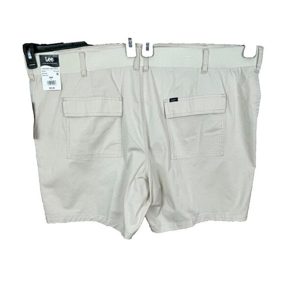 Lee Plus 26W Eggshell Button Zip Front Elastic Waist Back Pockets Utility Shorts - Picture 3 of 4